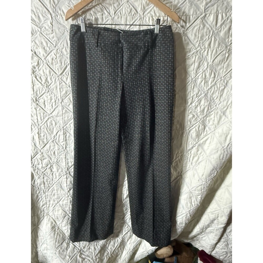 Vintage Harold’s Women's Black Green Geometric Silk Dress Pants Size 6 Straight